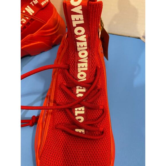 FUSHITON Trainers Men's High Top Shoes, Size 10, Red Workout NWT - Picture 2 of 8